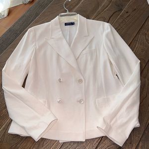 Polo Womens Sz 14 White Cotton Double Breasted Blazer NWOT Polo Ralph Lauren